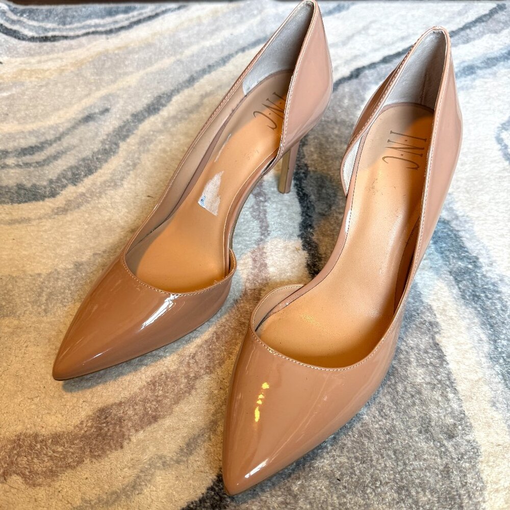 INC International Concepts Patent D'Orsay Pointed Pump in Nude Beige